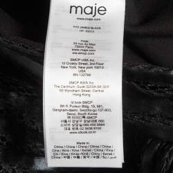 Pre Owned Maje Black Striped Coated Mesh Flared James Skirt S