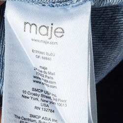 Pre Owned Maje Blue Denim Raki Cold Shoulder Mini Dress L