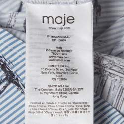 Pre Owned Maje Blue Striped Paris Print Poplin Rasane Shirt Dress S