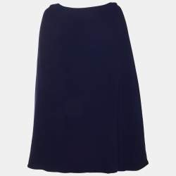 Pre Owned Maje Navy Blue Crepe Lombardie Mini Cape Dress L
