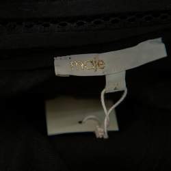 Pre Owned Maje Black Perforated Mesh Pleated Maxi Skirt M