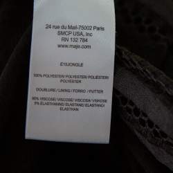 Pre Owned Maje Black Perforated Mesh Pleated Maxi Skirt M