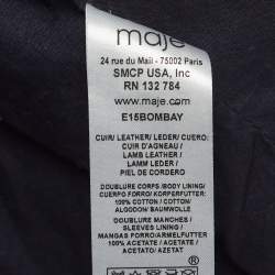Maje Midnight Blue Lamb Leather Fringed Biker Jacket L