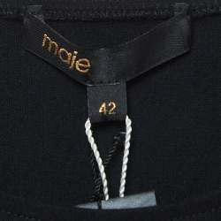 Pre Owned Maje Black/Rose Paisley Print Crepe Asymmetric Midi Dress M