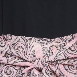 Pre Owned Maje Black/Rose Paisley Print Crepe Asymmetric Midi Dress M