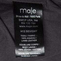 Maje Brown Leather Zipper Biker Jacket S