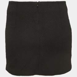 Maje Black Patterned Crepe Mini Skirt XS