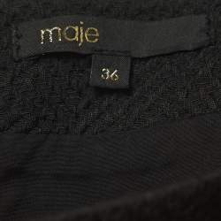 Maje Black Patterned Crepe Mini Skirt XS