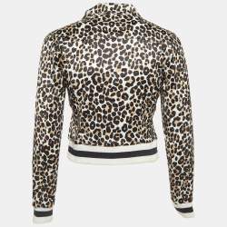 Maje White Animal Print Embroidered Satin Biker Jacket XS