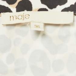 Maje White Animal Print Embroidered Satin Biker Jacket XS