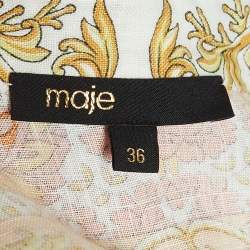 Pre Owned Maje Orange Scarf Print Linen Cutout Mini Dress S