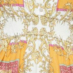 Pre Owned Maje Orange Scarf Print Linen Cutout Mini Dress S