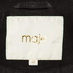Maje Black Suede Leather Fringed Crop Jacket M