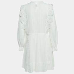 Maje White Ravia Cotton Lace Long Sleeve Mini Dress M