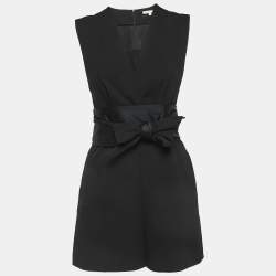 Maje Black Crepe Iko Belt Detail Sleeveless Playsuit S