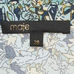 Pre Owned Maje Floral Print Chiffon Tie-Up Neck Mini Dress M