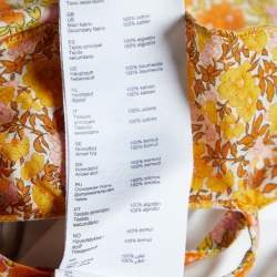 Pre Owned Maje Yellow Floral Print Cotton Ruffled Midi Dress M