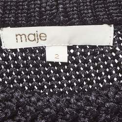 Maje Black Cable Knit Crew Neck Sweatshirt S
