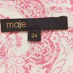 Maje White/Pink Printed Pleated Mini Dress XS