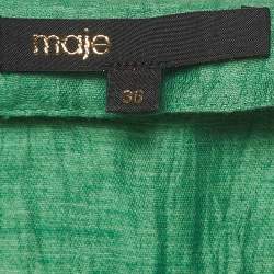 Maje Green Linen Ruffled Mini Wrap Dress XS