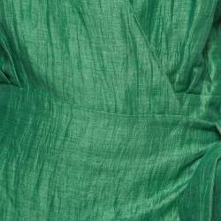 Maje Green Linen Ruffled Mini Wrap Dress XS