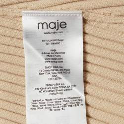 Pre Owned Maje Beige Ribbed Knit Buttoned Mini Skirt M
