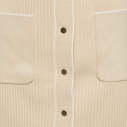 Pre Owned Maje Beige Ribbed Knit Buttoned Mini Skirt M