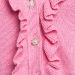 Maje Pink Rib Knit Molantti Frill Detail Cardigan S