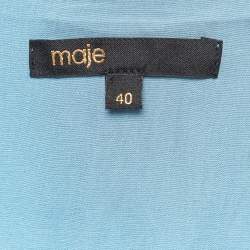 Maje Blue Ombre Satin Cut-Out Asymmetric Midi Dress L