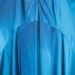 Maje Blue Ombre Satin Cut-Out Asymmetric Midi Dress L