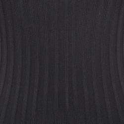 Maje Black Pleated Knit Cut-Out Detail Midi Dress L