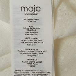 Pre Owned Maje White Textured Cotton Crochet Yoke Detail Blouse M
