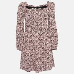 Maje Black/Pink Floral Print Crepe Ranael Mini Dress M