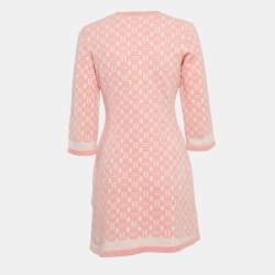 Maje Pink Embossed Knit Three Quarter Sleeve Mini Dress S