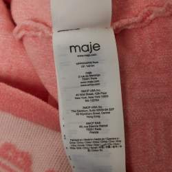 Maje Pink Embossed Knit Three Quarter Sleeve Mini Dress S