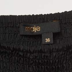 Maje Black Synthetic Smocked Detail Tiered Mini Skirt S
