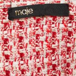 Pre Owned Maje Red Tweed Polo Cropped Shirt M