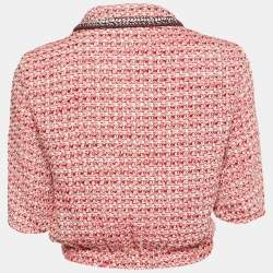 Pre Owned Maje Red Tweed Polo Cropped Shirt M
