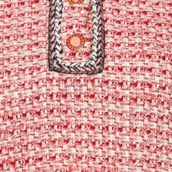 Pre Owned Maje Red Tweed Polo Cropped Shirt M