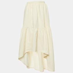 Maje Cream Textured Cotton Asymmetrical Skirt M