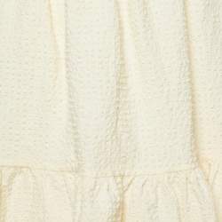 Maje Cream Textured Cotton Asymmetrical Skirt M