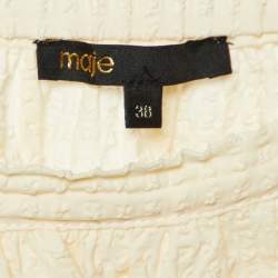 Maje Cream Textured Cotton Asymmetrical Skirt M
