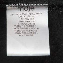 Maje Black Patterned Lace and Knit Layered Top L