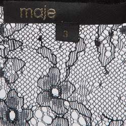 Maje Black Patterned Lace and Knit Layered Top L