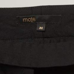 Maje Black Gabardine Belted Formal Trousers S