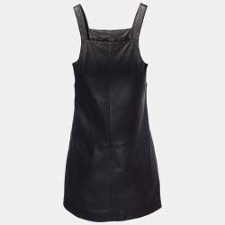 Maje Black Leather Sleeveless Mini Dress S