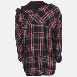 Maje Black Plaid Checked Asymmetric Shirt XS