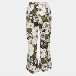 Maje Multicolor Floral Print Cotton Flared Trousers S