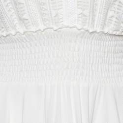 Maje White Lace & Crepe Flared Midi Dress S