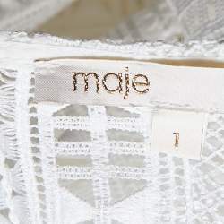 Maje White Lace & Crepe Flared Midi Dress S